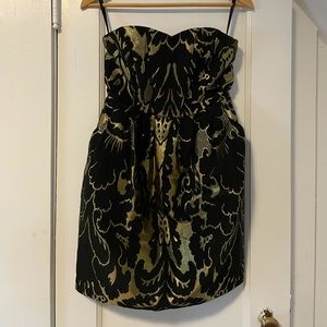 H+M black and gold brocade dress